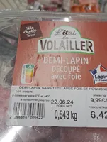 Demi lapin découpe l' étal du volailler