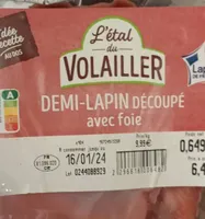 Demi lapin coupé avec foie