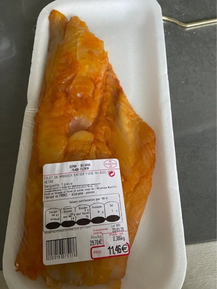 Filet de haddock entier fumer