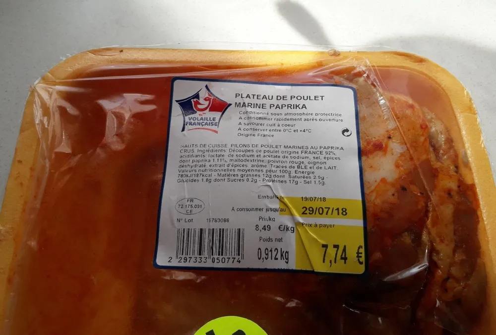 Plateau de poulet mariné paprika