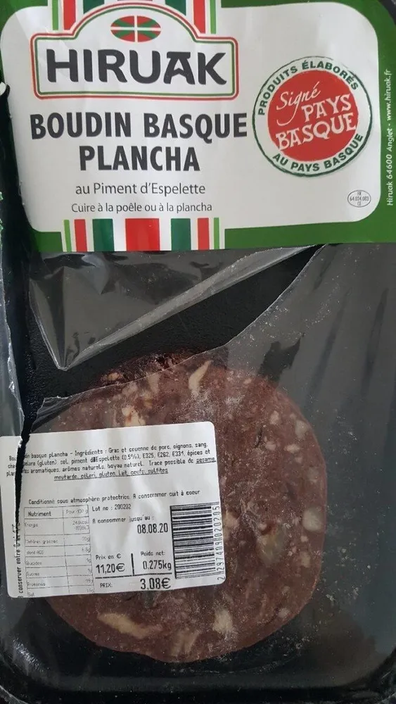 Boudin basque plancha