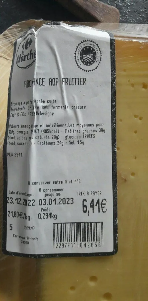 Abondance aop fruitier