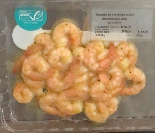 Queues de crevettes décortiquées