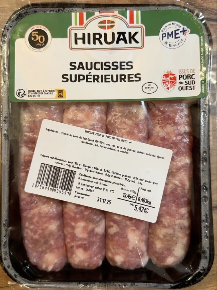 Saucisses supérieures