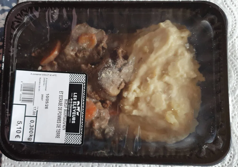 Boeuf bourguignon et écrasé de pommes de terre