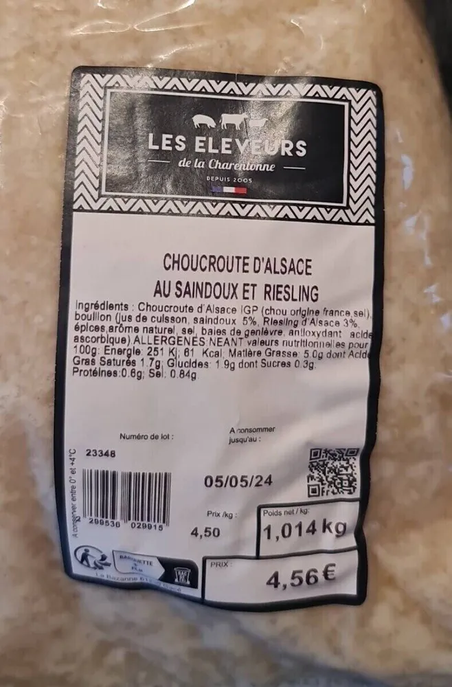 Choucroute d'Alsace au saindoux et riesling