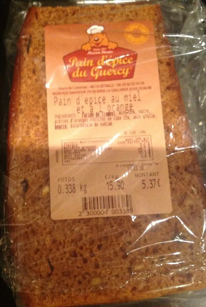 Pain d'épices au miel et à l'orange