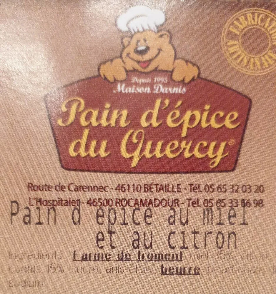 Pain d'épices au miel et au citron