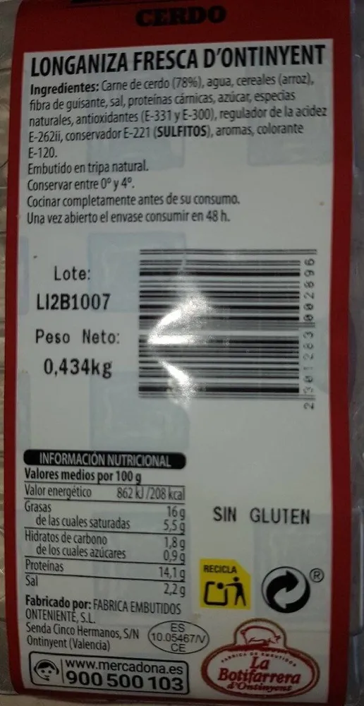 Longaniza fresca d'Ontinyent