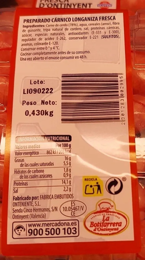 Longaniza fresca d'ontinyent