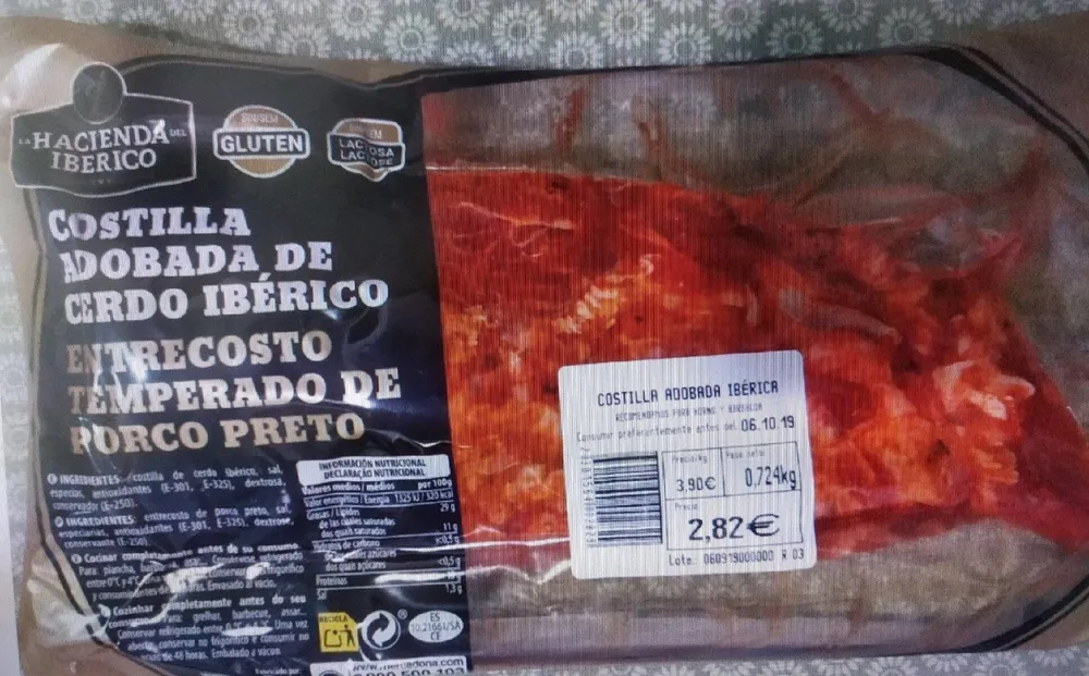 Costilla adobada de cerdo ibérico