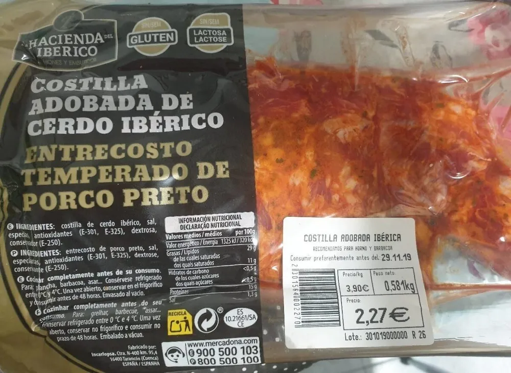 Costilla adobada de cerdo iberico