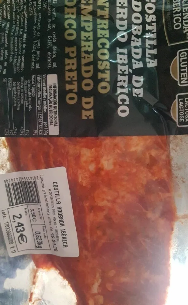 Costilla adobada de cerdo ibérico