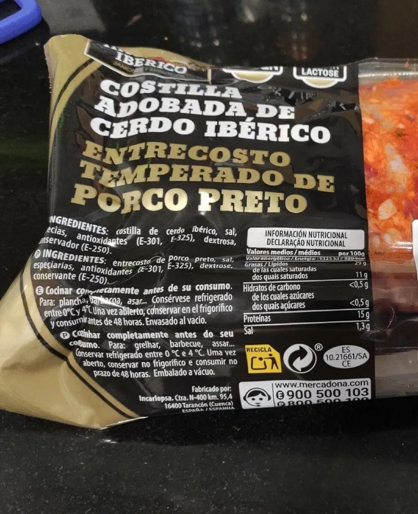 Costilla adobada de cerdo iberico