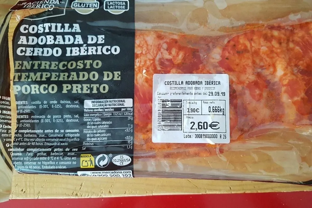 Costillas adobadas de cerdo ibérico