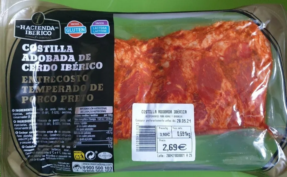 Costilla adobada cerdo ibérico