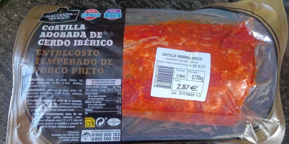 Costilla adobada de cerdo ibérico
