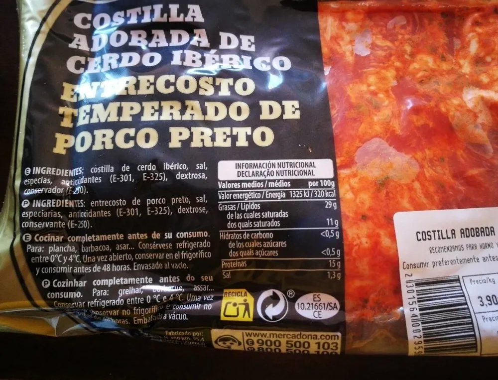 Costilla adobada de cerdo iberico