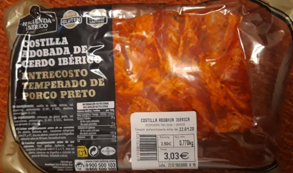 Costilla adobada de cerdo iberico
