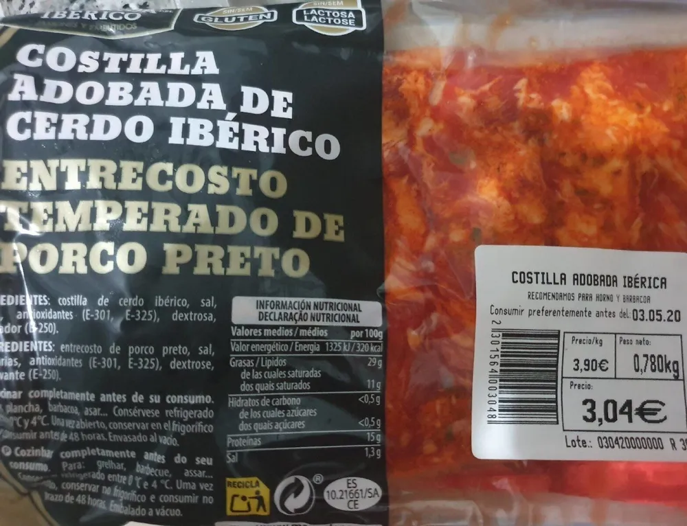 Costilla adobada de cerdo ibérico