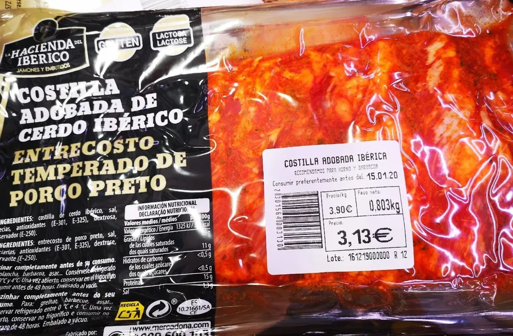 Costilla adobada de cerdo ibérico