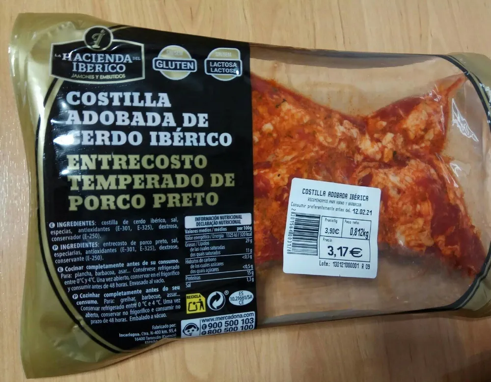 Costilla adobada de cerdo ibérico