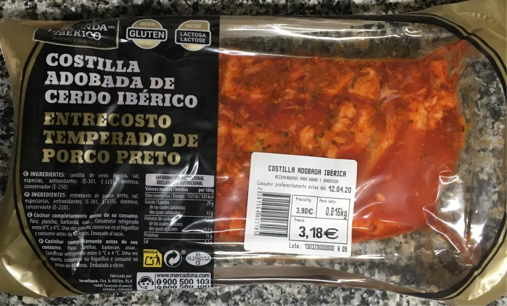 Costilla adobada de cerdo iberico