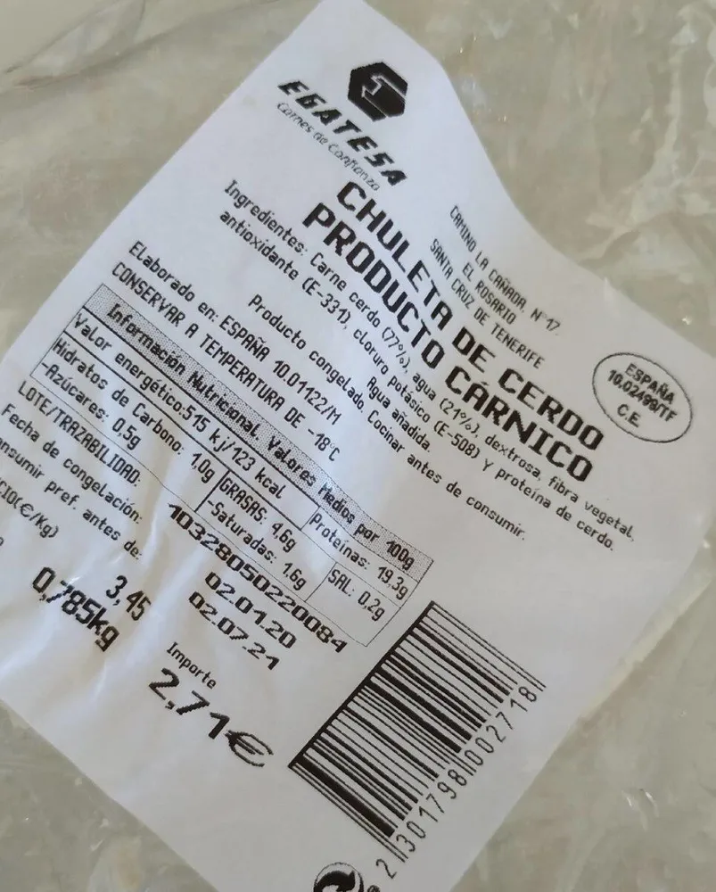 Chuleta de cerdo / Producto cárnico