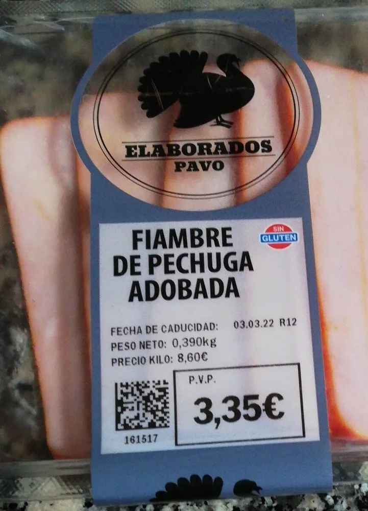 Fiambre f de pechuga de pavo