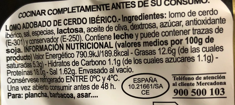 Lomo adobado de cerdo ibérico