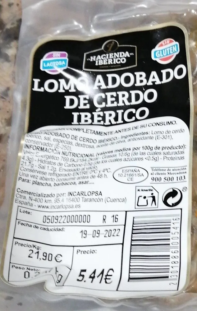 Lomo adobado de cerdo ibérico