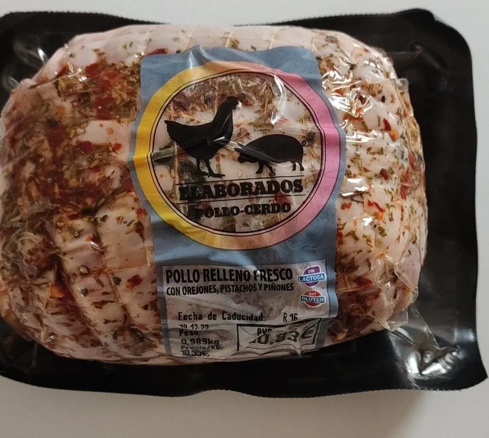Pollo relleno fresco con orejones, pistachos y piñones