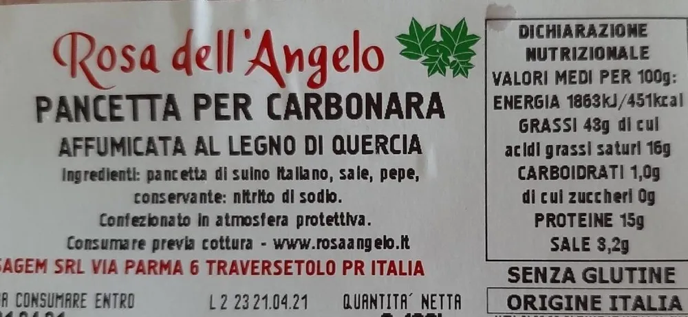 Pancetta per carbonara