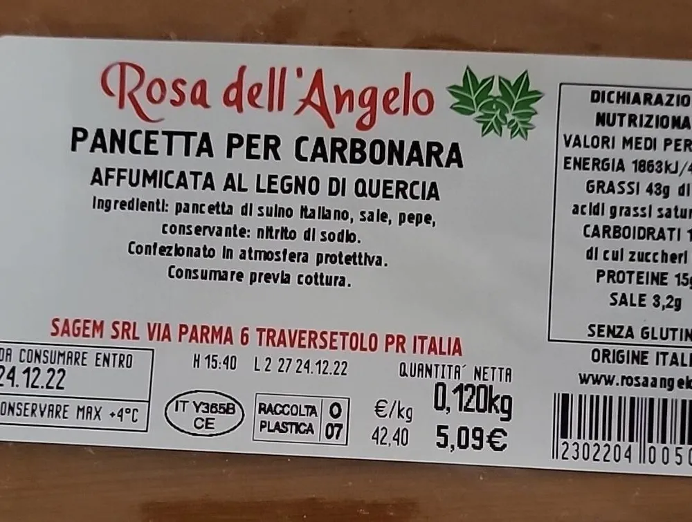 Pancetta per carbonara