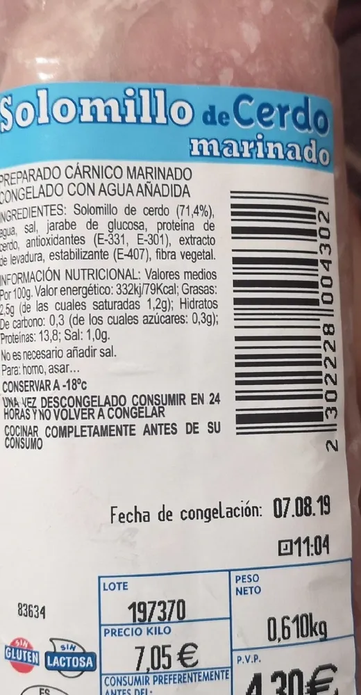 Solomillo de cerdo marinado
