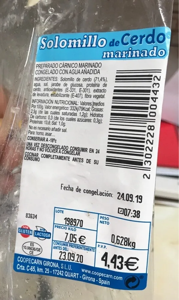 Solomillo de cerdo marinado