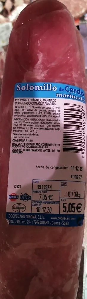 Solomillo de cerdo marinado