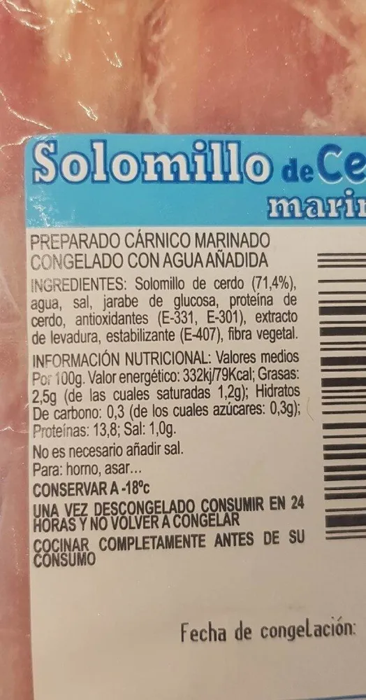 Solomillo de cerdo marinado