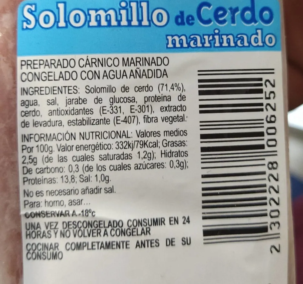 Solomillo de cerdo marinado