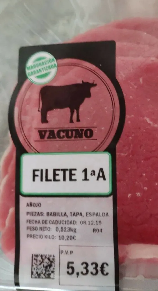 Filete 1ª Añojo vacuno
