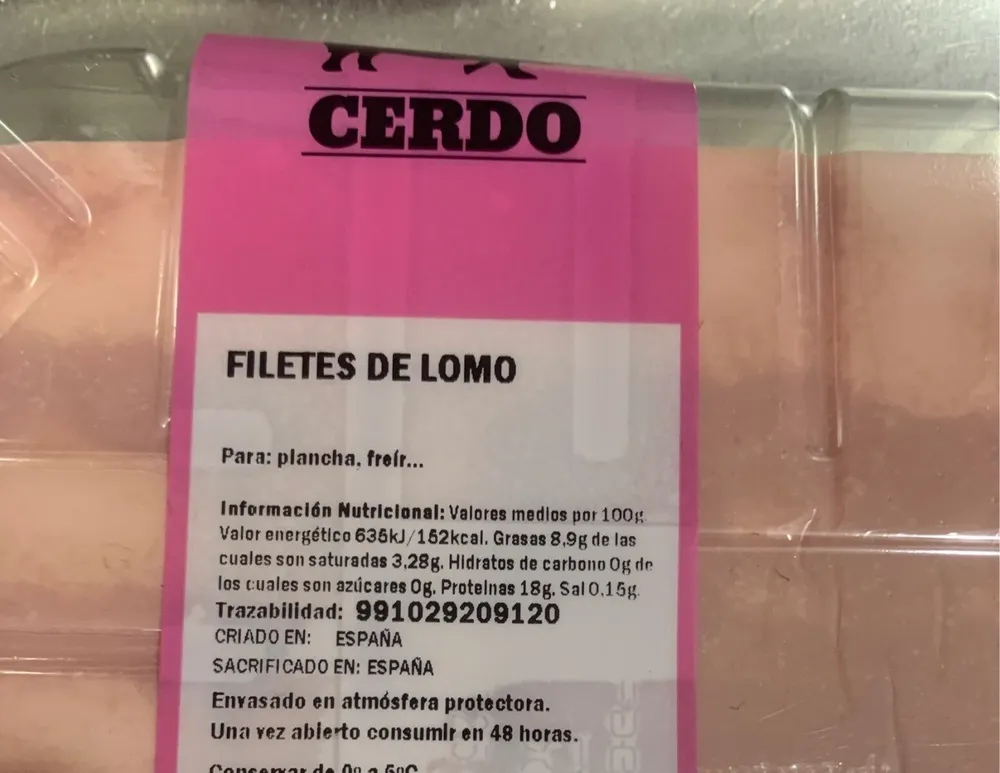 Filetes lomo cerdo