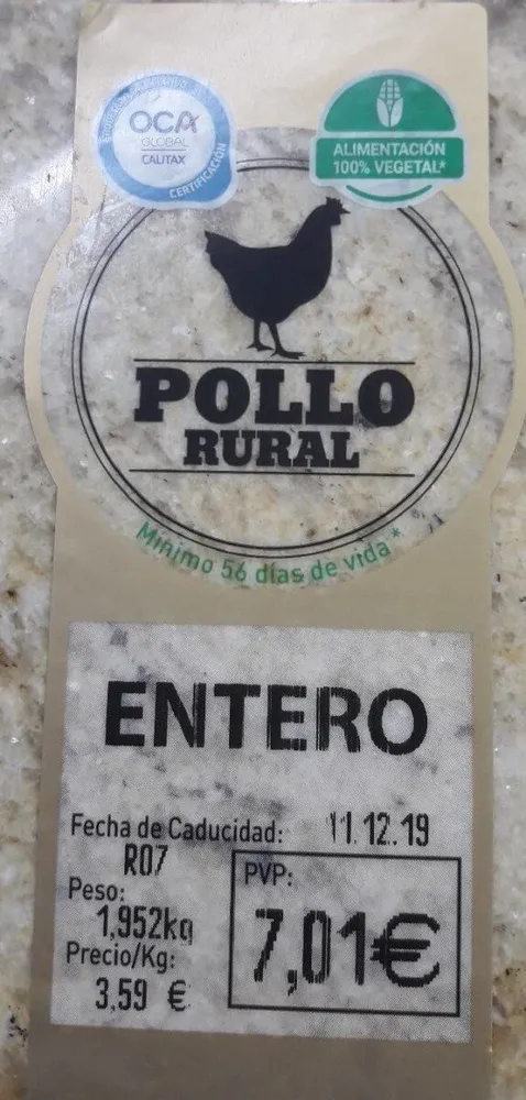 Pollo rural entero