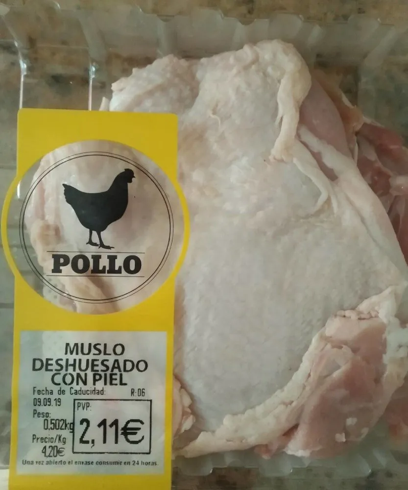 Carne de muslo y contramuslo deshuesado con piel