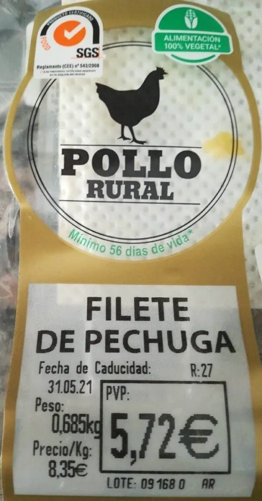 Filete de pechuga de pollo rural