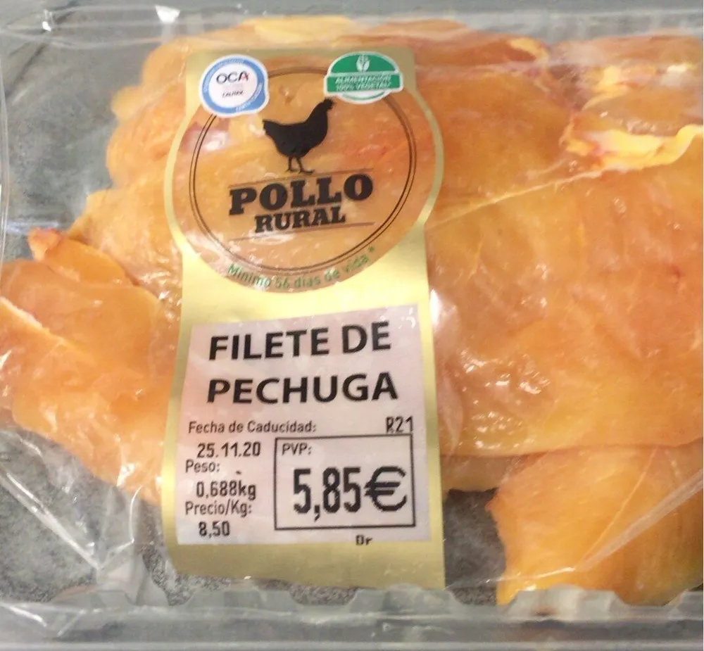 Filete de prchuga de pollo rural