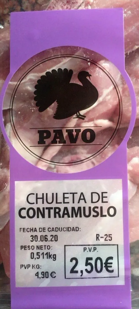 CHULETA DE CONTRAMUSLO DE PAVO