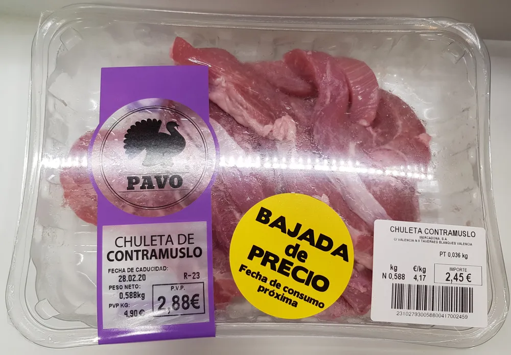 Chuleta de contramuslo de pavo