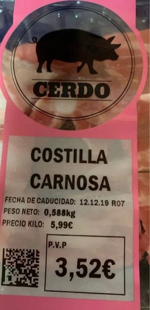 Costilla de cerdo carnosa