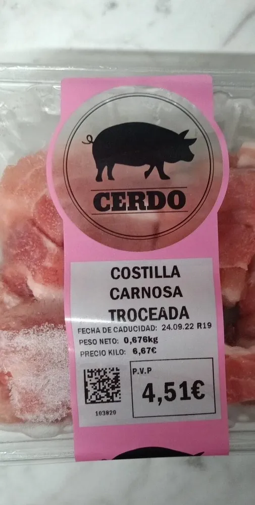 Costilla carnosa troceada