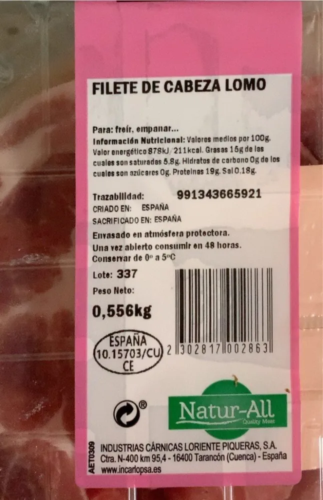 Filete de cabeza de lomo